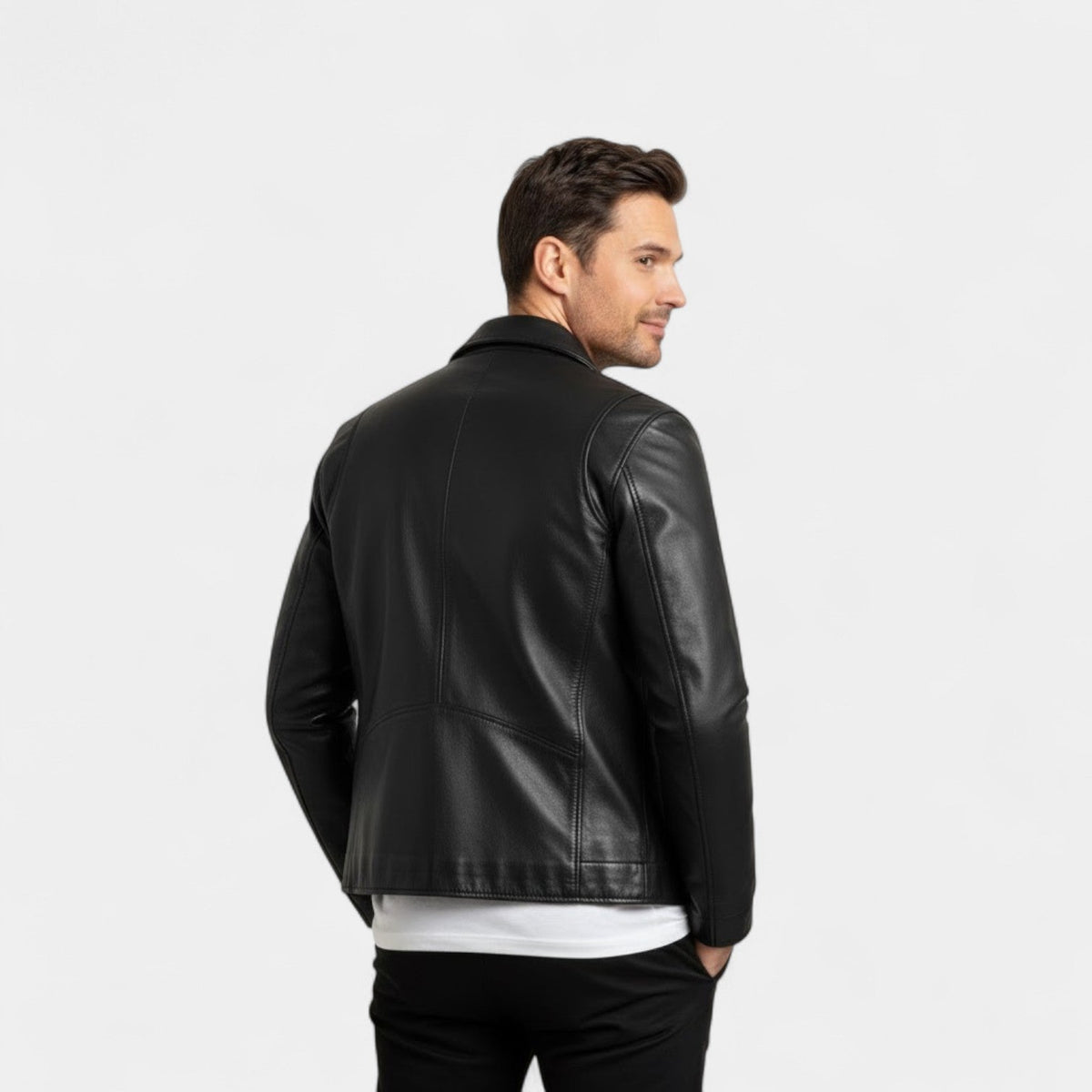 Men's PU Leather Jacket – Fitted with Stand Collar