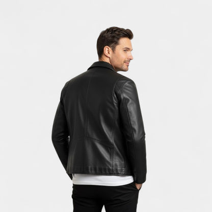 Men's PU Leather Jacket – Fitted with Stand Collar