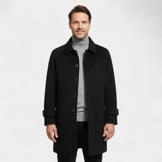 Men's Reversible Cashmere Coat – Mid Length, Single Breasted