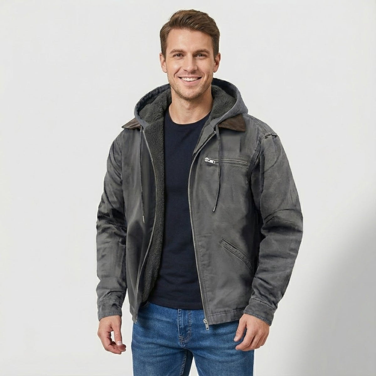 Men's Fleece Zip Hooded Jacket – Relaxed Everyday Fit