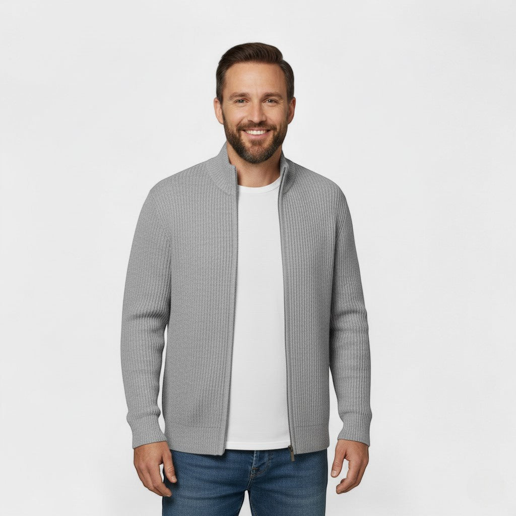 Men's Knitted Cardigan – Slim Fit Open Front Style