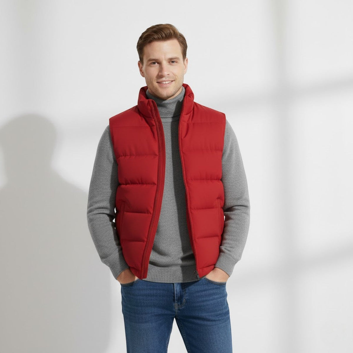Men's Quilted Body Warmer – Slim Fit Stand Collar