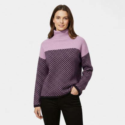 Women's Roll Neck Jumper – Pure Wool, Ribbed Cuffs