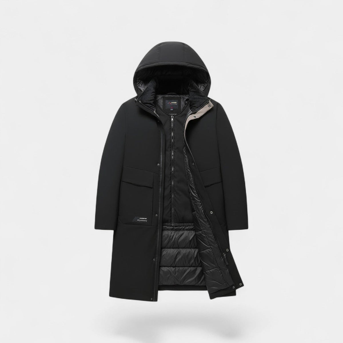 Men's Long Quilted Hooded Coat – Cotton Padded Warmth