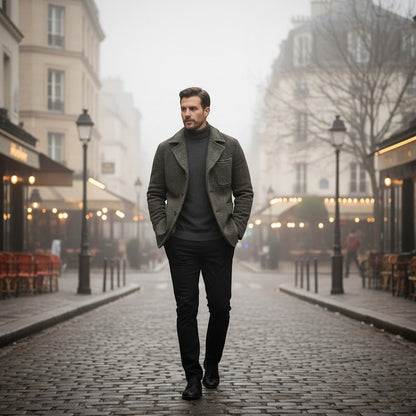 Men's Retro Wool Winter Coat – Classic Lapel Collar