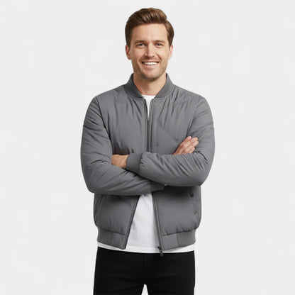 Men's Quilted Cotton Jacket – Half Height Stand Collar