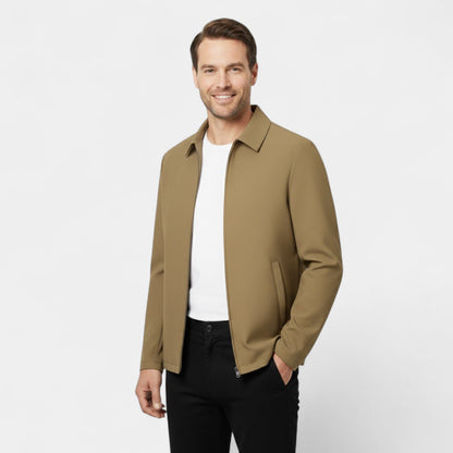 Men's Technical Fabric Coat – Polo Collar, Button Front
