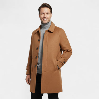 Men's Reversible Cashmere Coat – Mid Length, Single Breasted