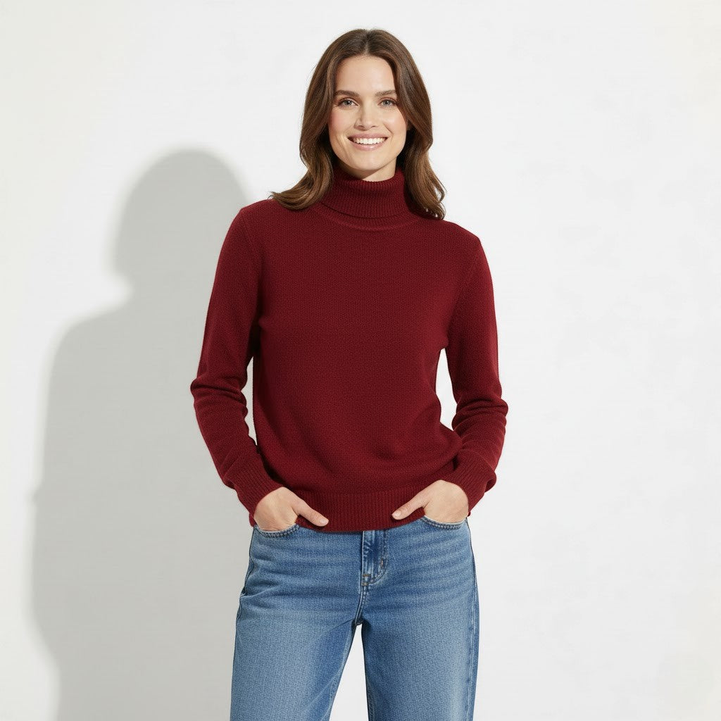 Women's Wool Blend Roll Neck Jumper – Relaxed Fit