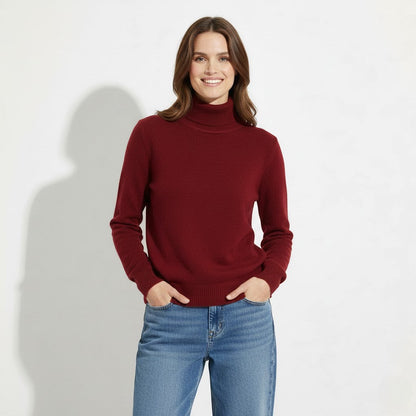 Women's Wool Blend Roll Neck Jumper – Relaxed Fit