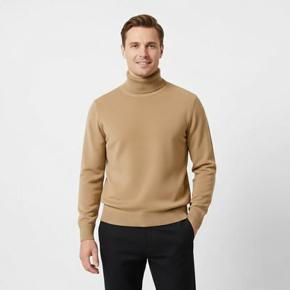 Men's Roll Neck Jumper – Wool Lined Velvet Texture