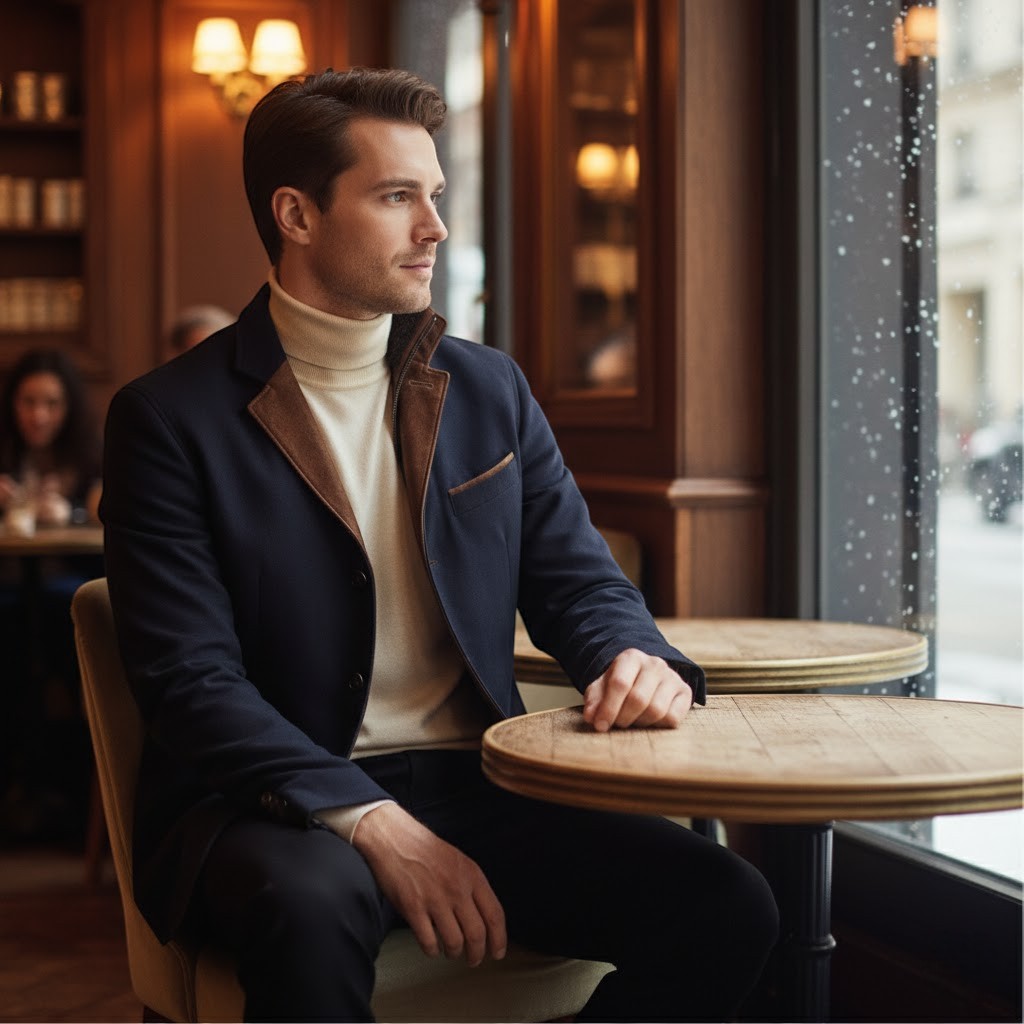 Men's Vintage Suede Jacket – Leather Trim Collar