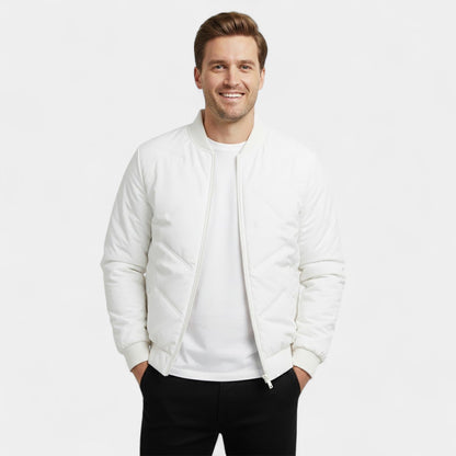 Men's Quilted Cotton Jacket – Half Height Stand Collar