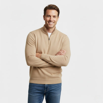 Men's Half Zip Knitted Jumper – Stand Collar Soft Knit