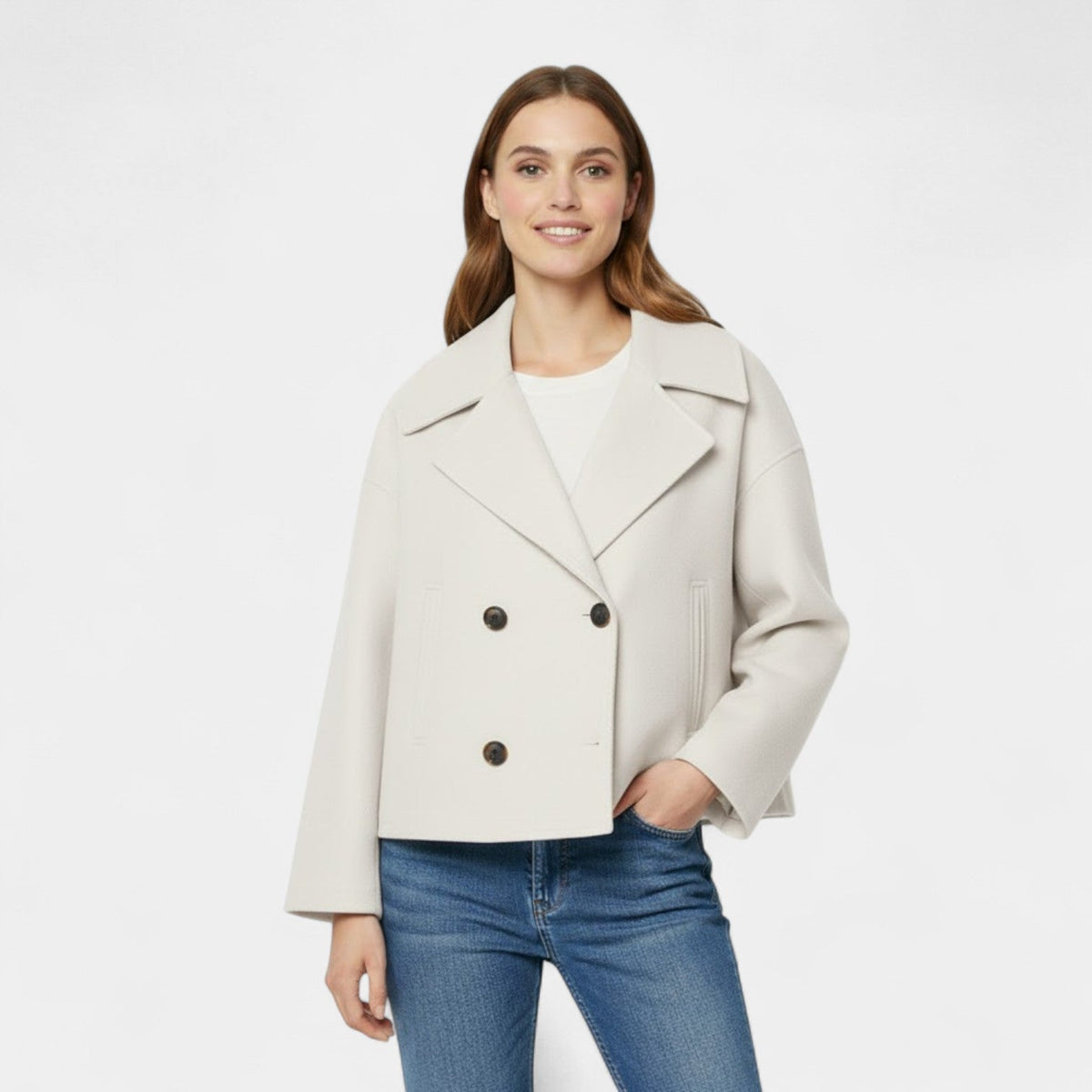 Women's Cropped Wool Jacket – Double Breasted Fit
