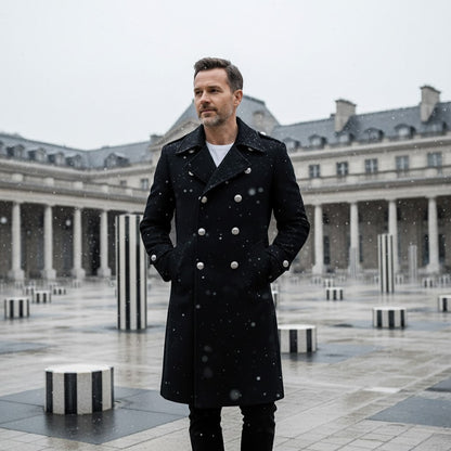 Men's Double Breasted Wool Jacket – Structured Shoulders