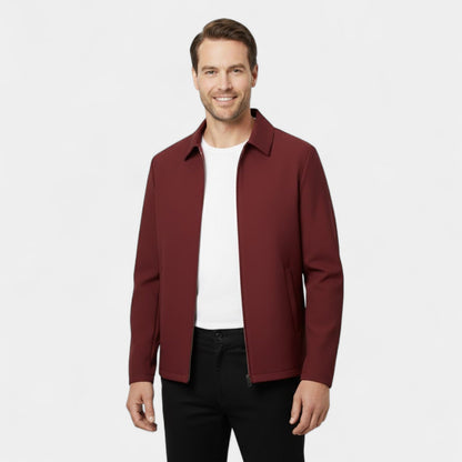 Men's Technical Fabric Coat – Polo Collar, Button Front