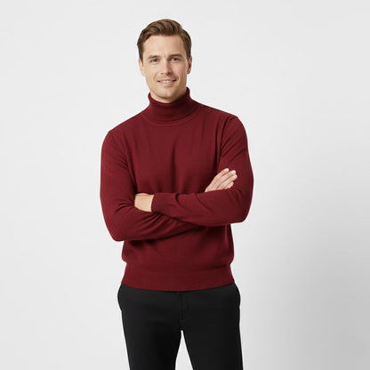 Men's Roll Neck Jumper – Wool Lined Velvet Texture