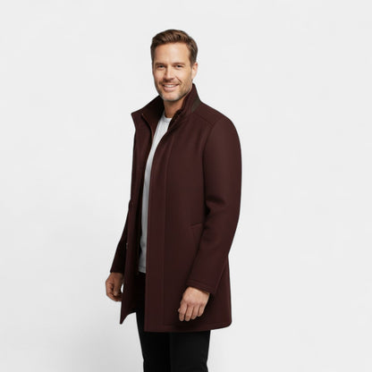 Men's Wool Coat – Double Collar with Removable Gilet