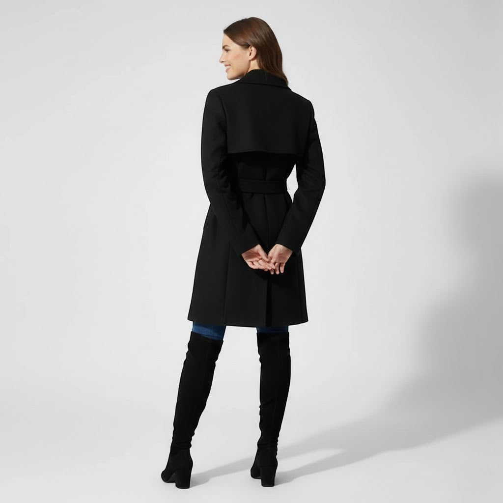 Women's Long Wool Coat – Fitted with Back Lacing