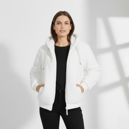 Women's Hooded Plush Coat – Multicoloured Mid Length