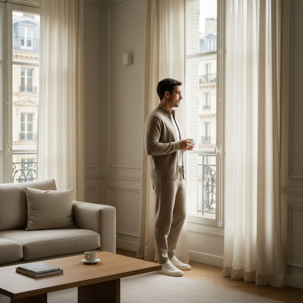 Men's Wool Knit Cardigan and Trouser Set – Relaxed Fit