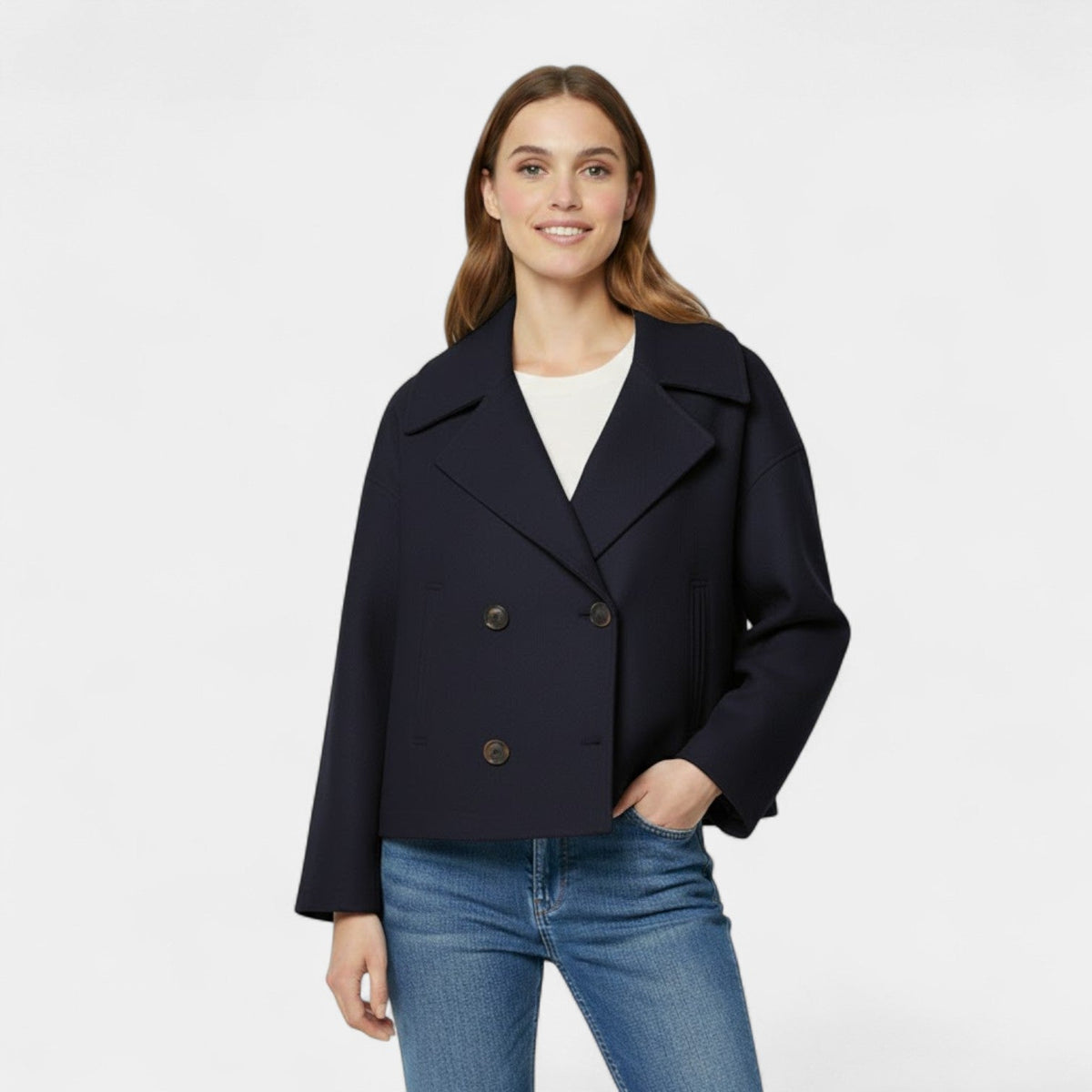 Women's Cropped Wool Jacket – Double Breasted Fit