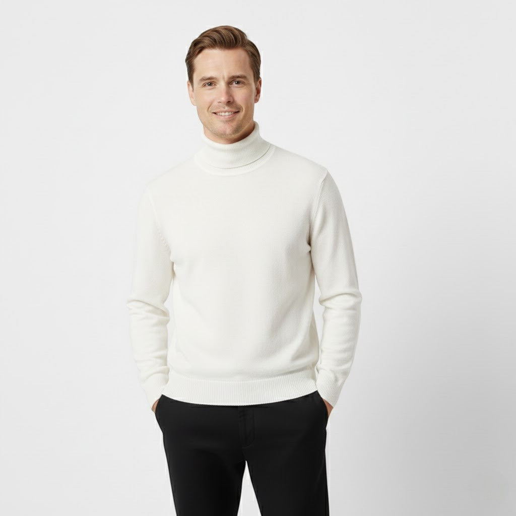 Men's Roll Neck Jumper – Wool Lined Velvet Texture