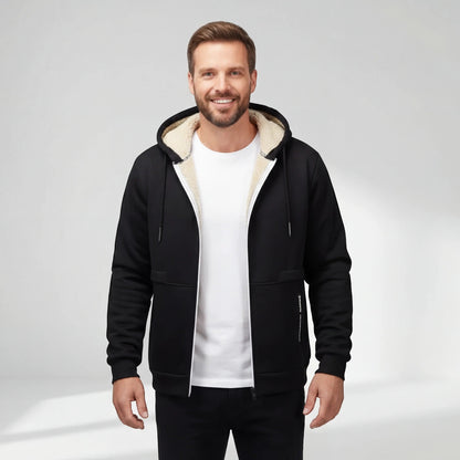 Men's Sherpa Fleece Zip Hoodie – Relaxed Fit Cardigan