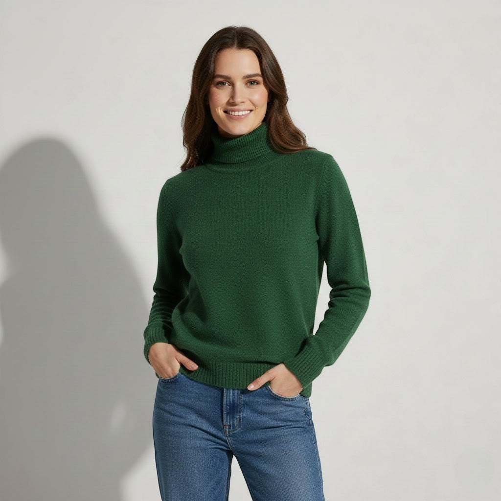 Women's Wool Blend Roll Neck Jumper – Relaxed Fit