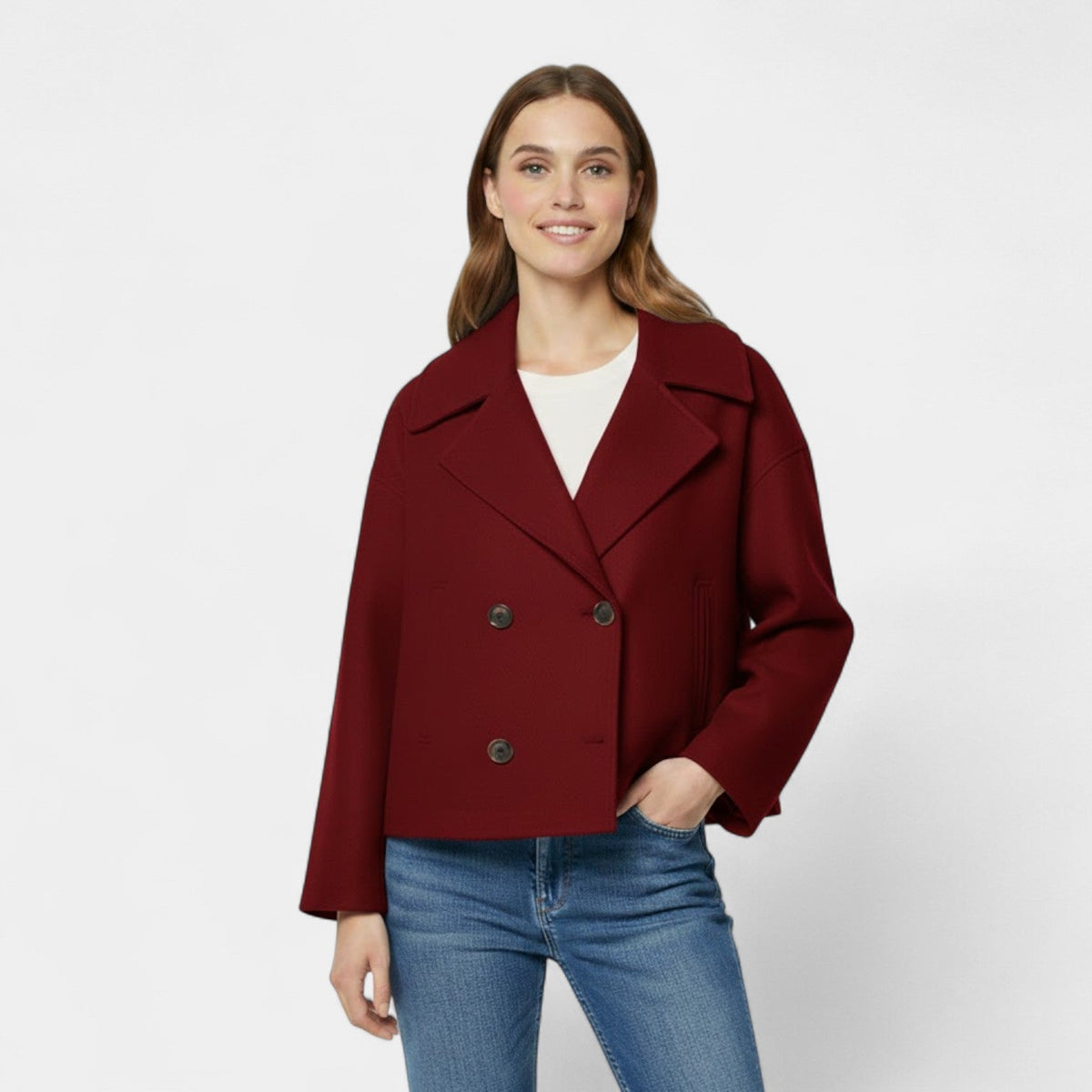 Women's Cropped Wool Jacket – Double Breasted Fit