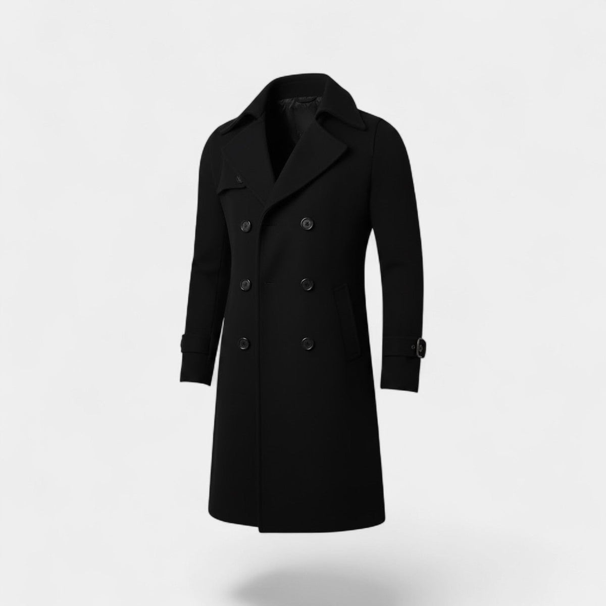 Men's Double Breasted Wool Coat – Long Lapel Silhouette