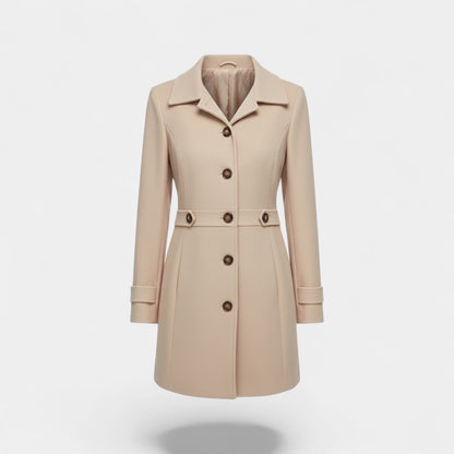 Women's Wool Blend Winter Coat – Mid Length Lapel Collar