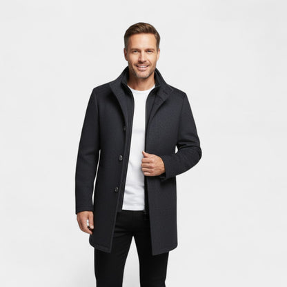 Men's Wool Coat – Double Collar with Removable Gilet
