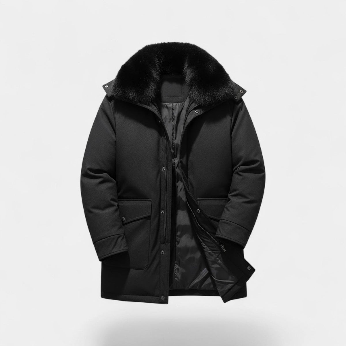 Men's Mid Length Lined Jacket – Removable faux fur Collar