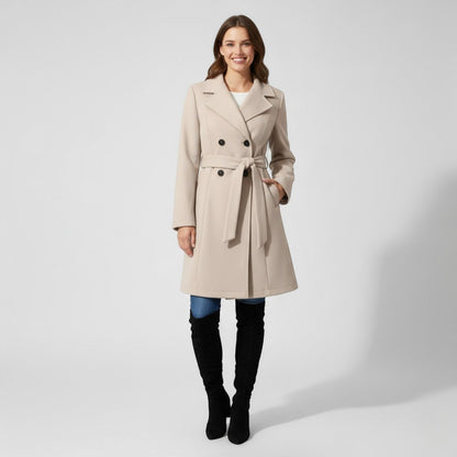 Women's Long Wool Coat – Fitted with Back Lacing