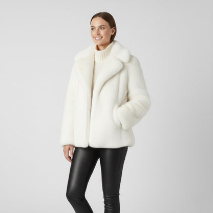 Women's Winter Coat – Faux Fur Lined Wide Lapels
