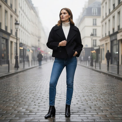 Women's Cropped Wool Jacket – Double Breasted Fit
