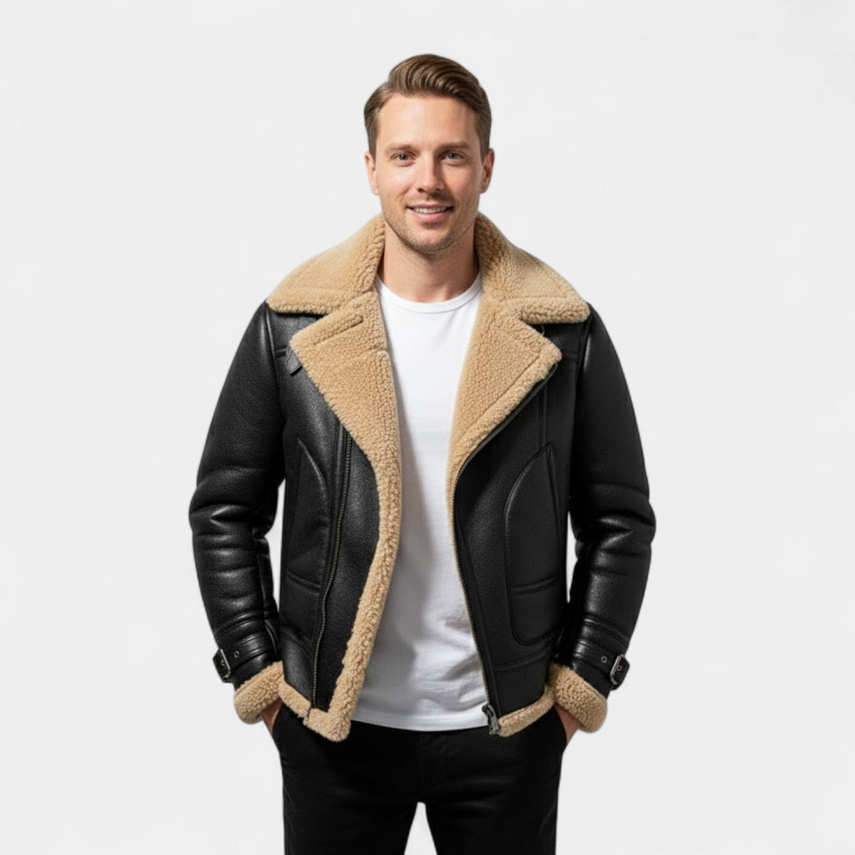 Men's Military Jacket – faux fur Collar and Warm Lining