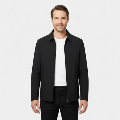 Men's Technical Fabric Coat – Polo Collar, Button Front