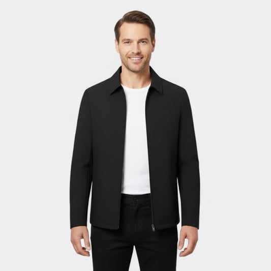 Men's Technical Fabric Coat – Polo Collar, Button Front