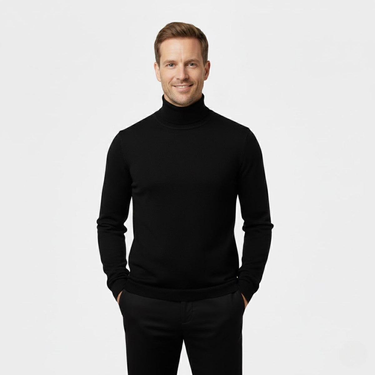 Men's Roll Neck Jumper Set of Three – Slim Fit Knit