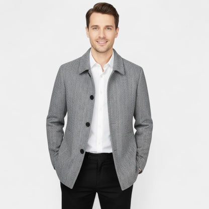 Men's Wool Coat – Lapel Collar, Business Casual Cut