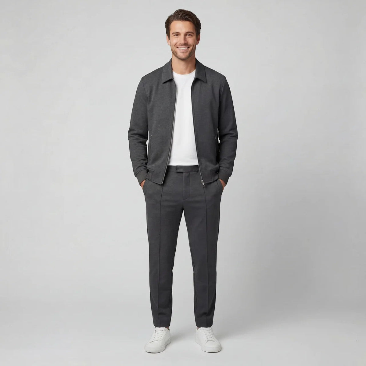 Men's Cotton Blend Jacket and Trouser Set – Slim Fit
