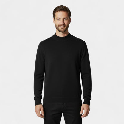 Men's Knitted Jumper – Half Stand Collar, Comfort Fit
