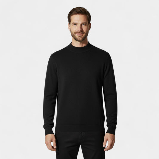 Men's Knitted Jumper – Half Stand Collar, Comfort Fit