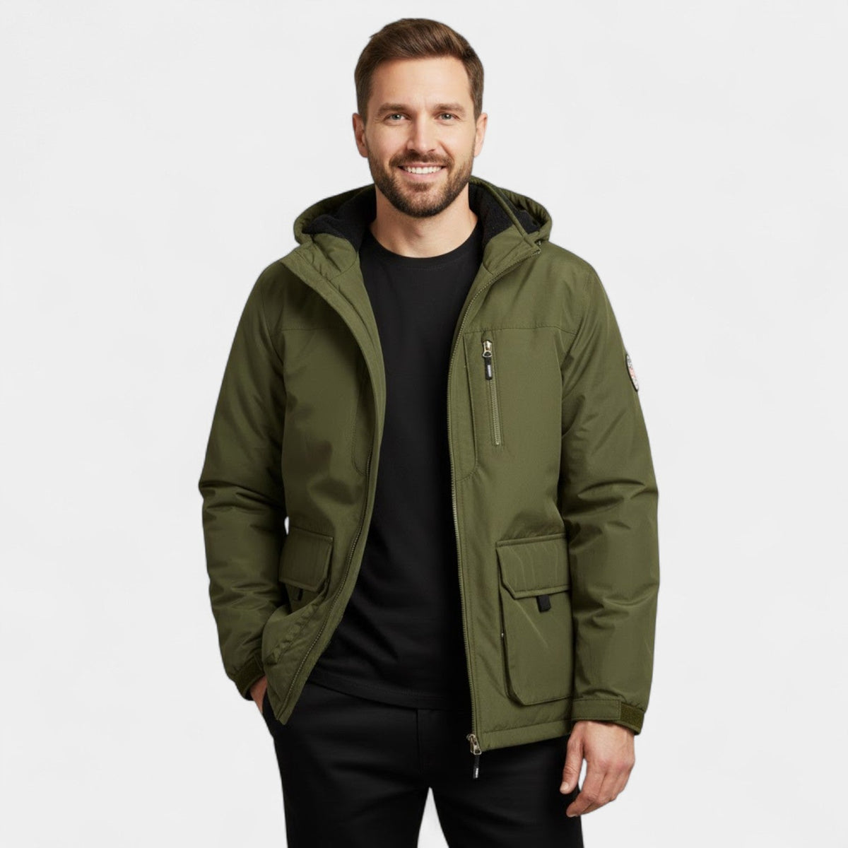Men's Quilted Cotton Parka – Adjustable Drawcord Hood