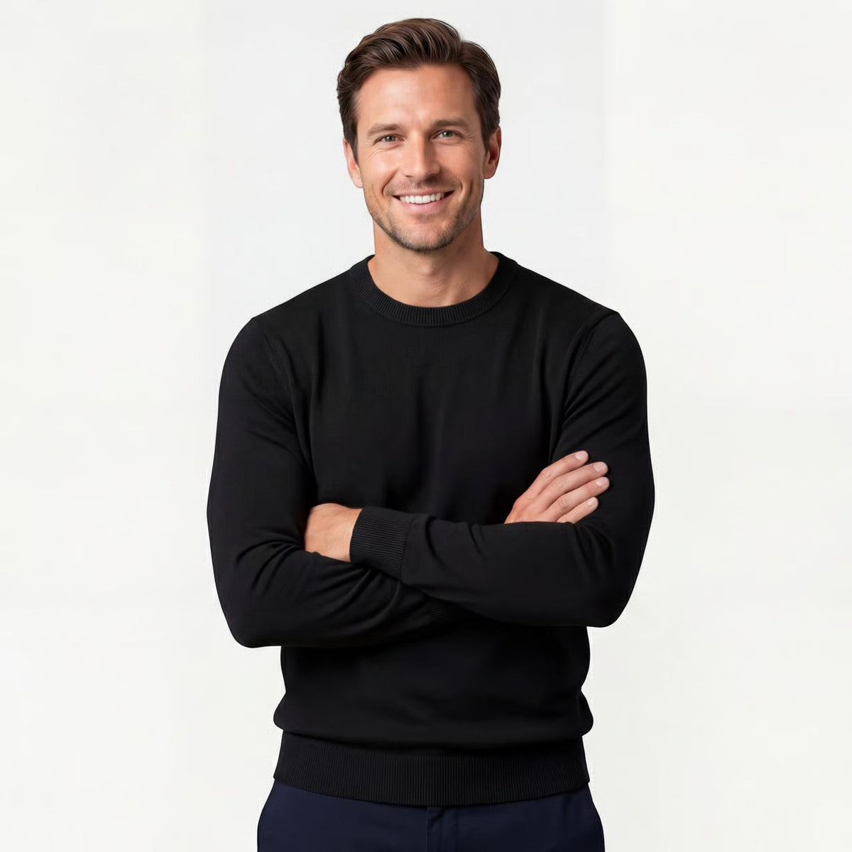 Men's Slim Fit Jumper – Minimalist Crew Neck Knit