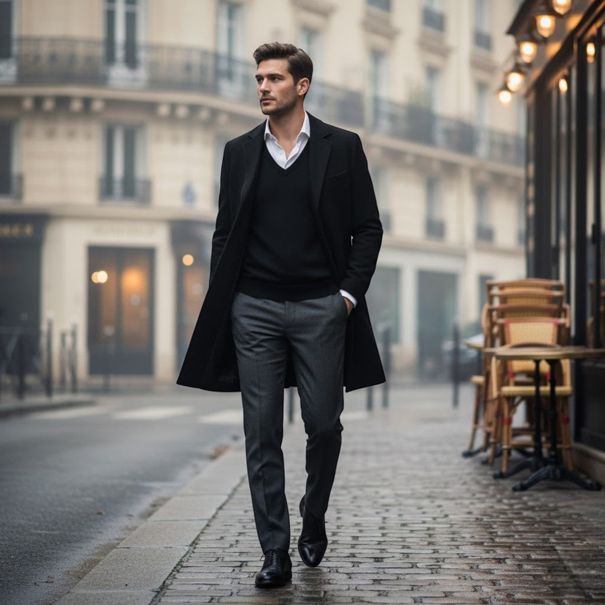 Men's Pure Wool Trench Coat – Long Classic Silhouette