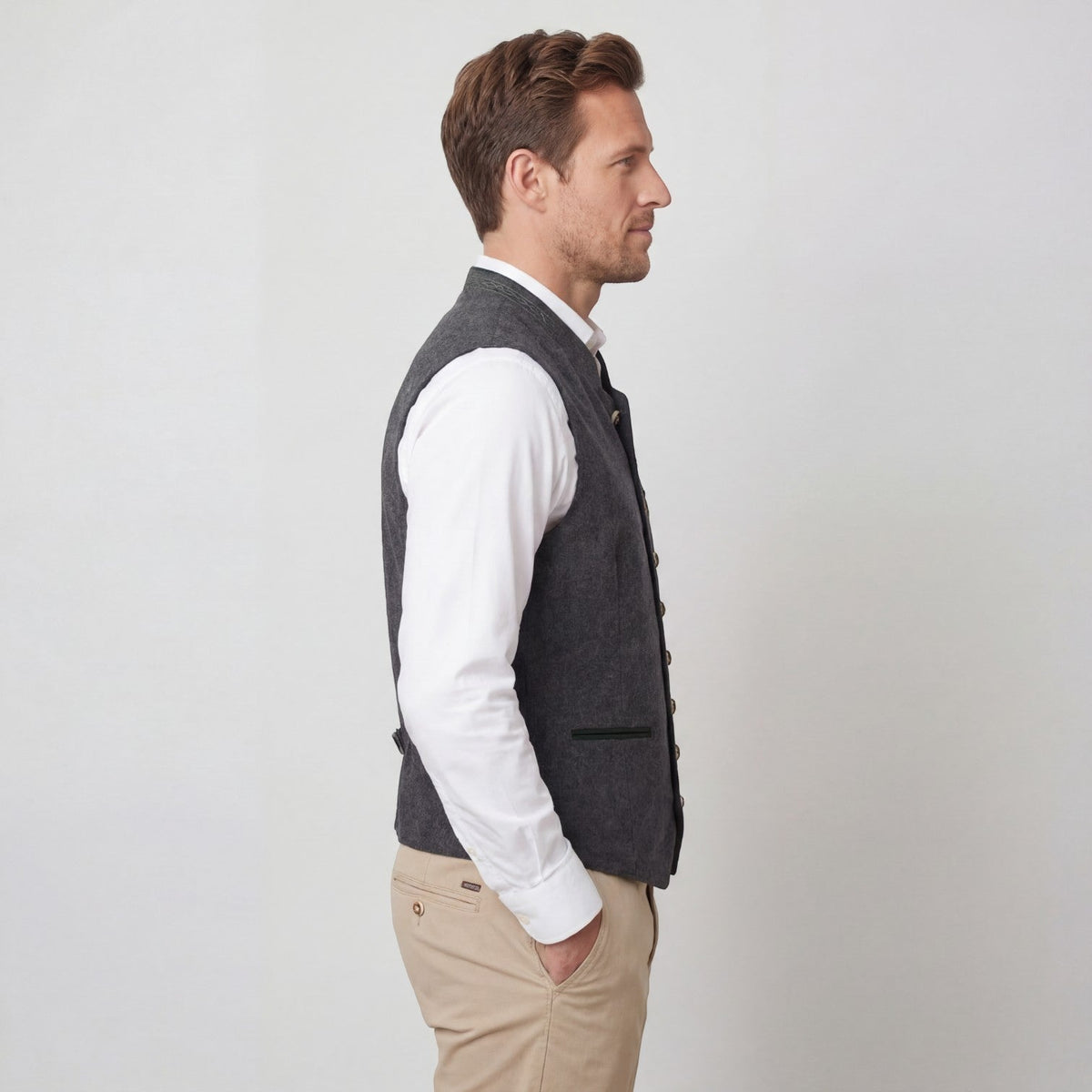 Men's Wool Blend Waistcoat – Slim Fit V Neckline